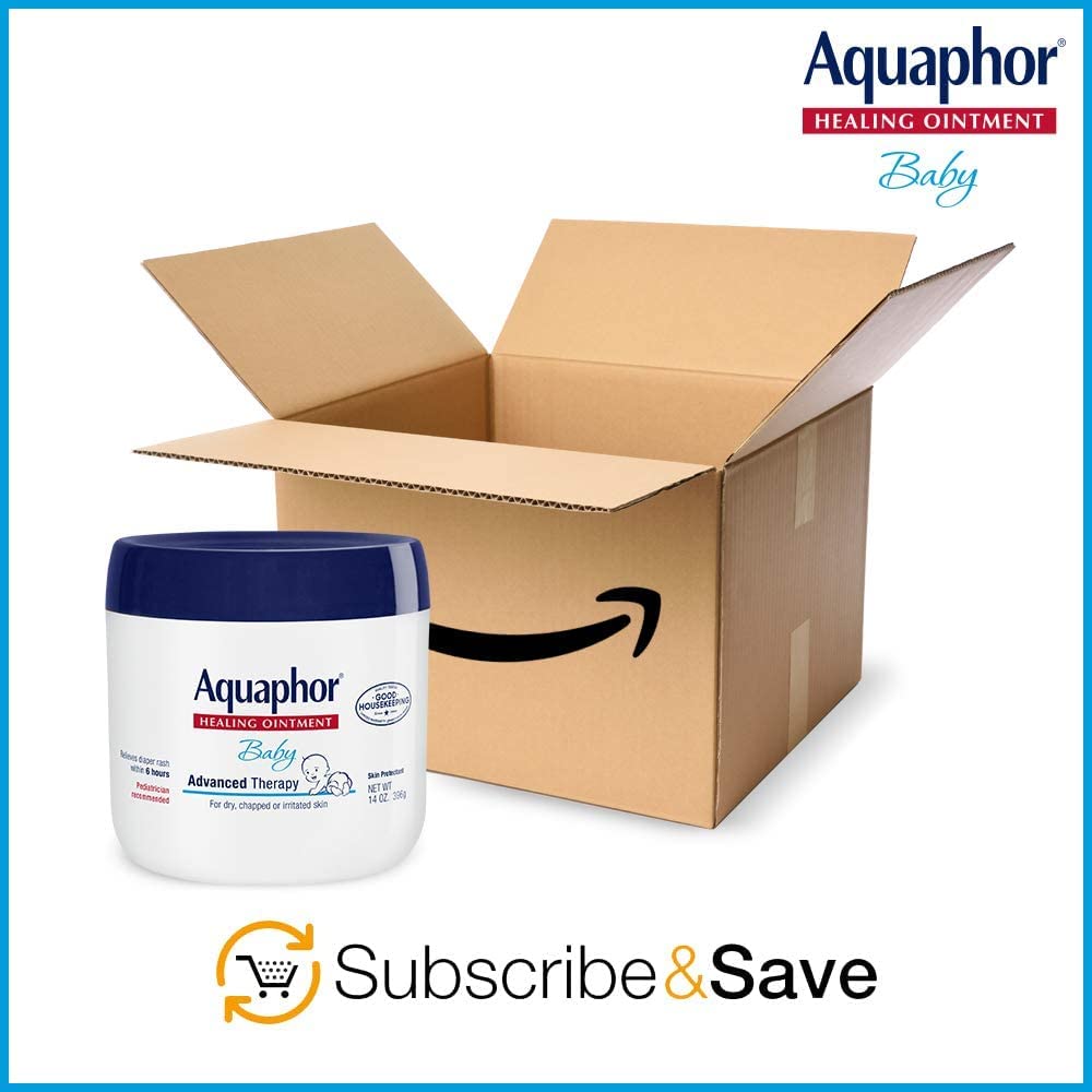 Ointment jar next to open shipping box with Subscribe & Save icon