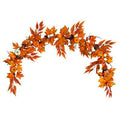 Artificial fall leaf garland with orange maple leaves