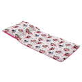 Toddler easy-fold nap mat with white princess character print and pink border
