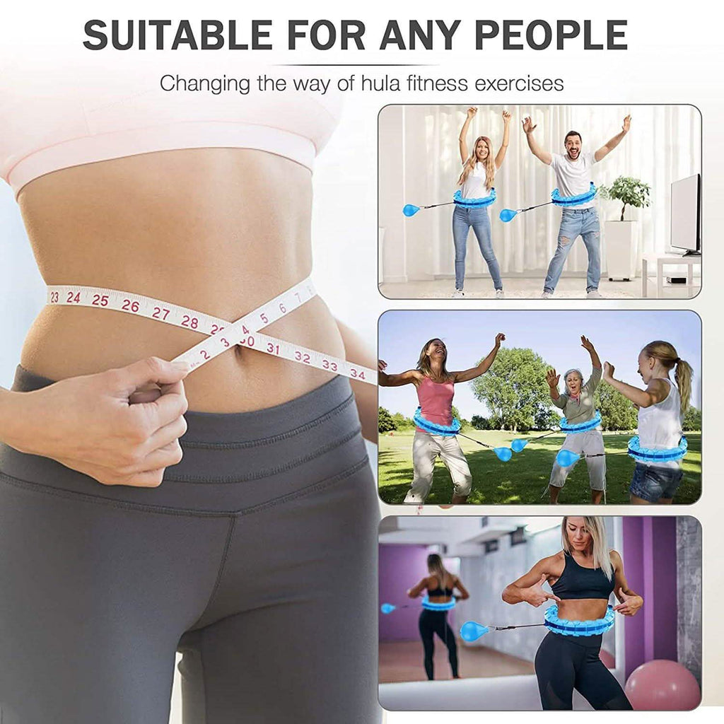 Blue smart hula hoop for waist use with adjustable fit bands