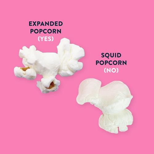 Air-popped popcorn pieces, white puffed kernels for Himalayan pink salt flavor
