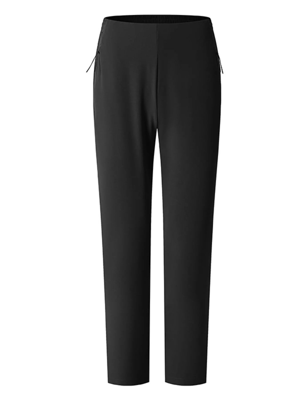 Straight-leg casual pants in black with waistband drawstring