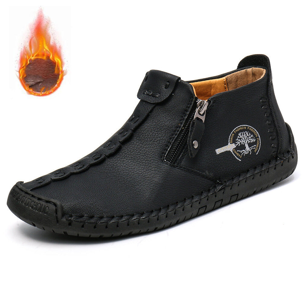 Dr Martens fleece-lined zipper ankle boots, black leather with side zipper