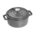 Graphite grey enameled cast iron round Dutch oven with lid and side handles