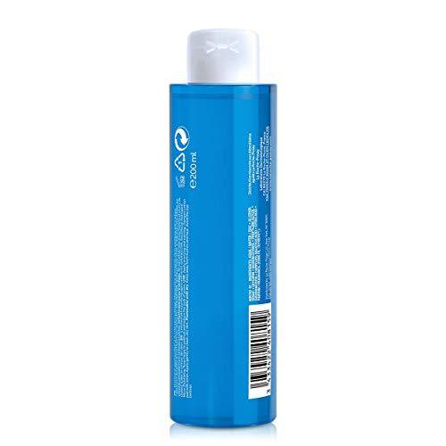 Effaclar face toner bottle side view, blue bottle with white cap and barcode