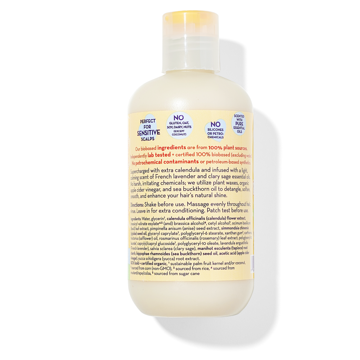 Back view of California Kids Calendula hair conditioner bottle with ingredient text