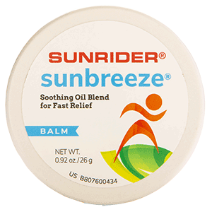 Sunrider SunBreeze balm tin front with 0.92 oz and soothing skin care wording