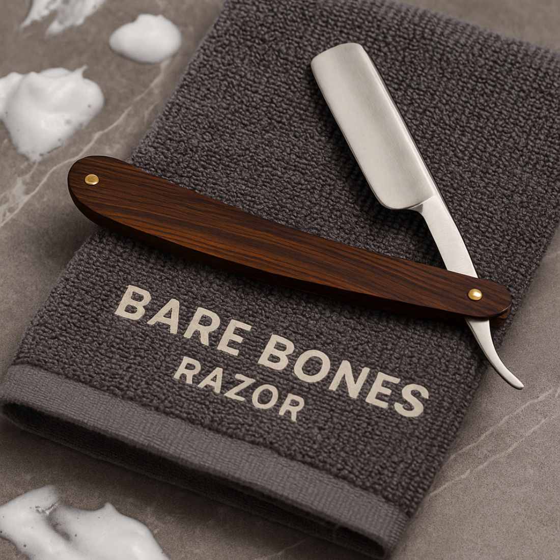 Wood-handled safety shaving razor with silver head and blade guard