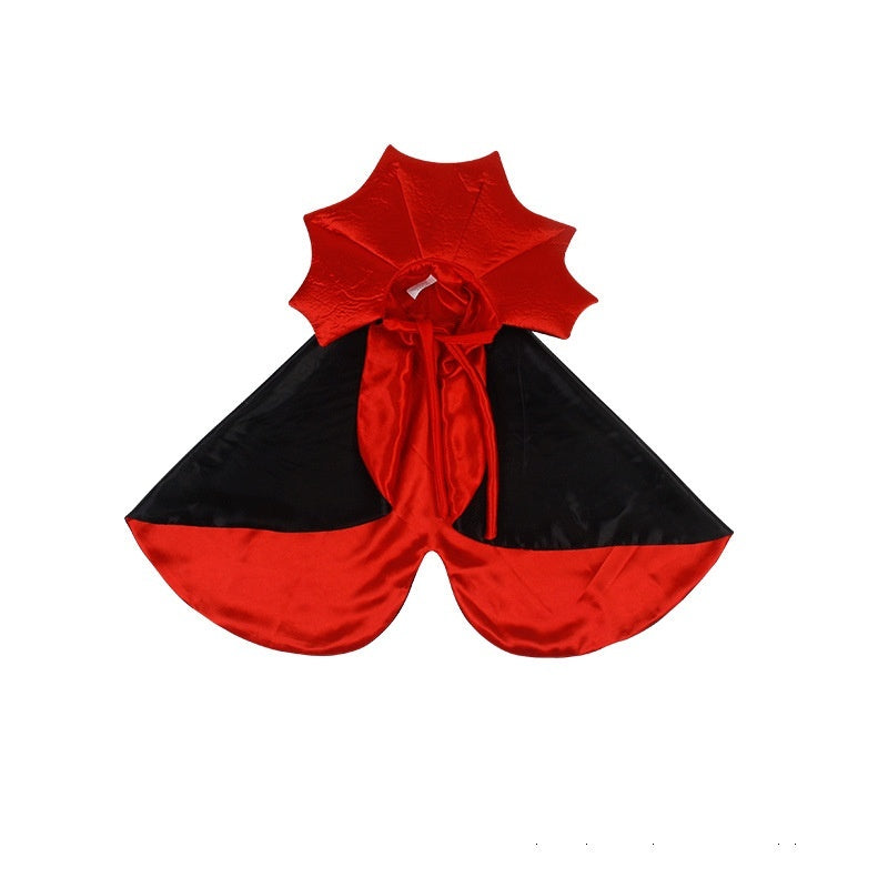 Vampire pet cloak costume flat, red hood collar with black cape and red back panels