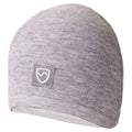 Gray baby beanie with embroidered shield logo patch