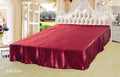 Ruby red pleated bed skirt with ruffled edge, 14 in drop