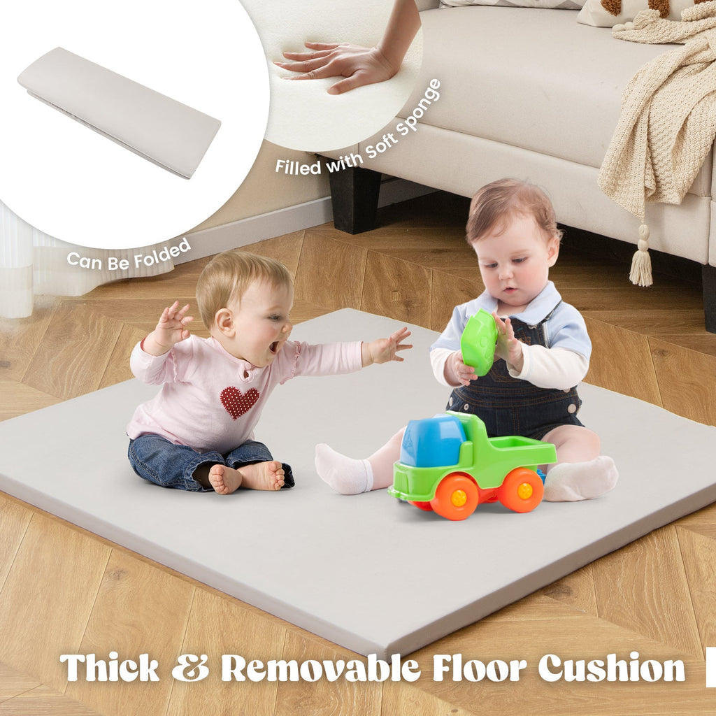 Thick removable kids play floor cushion, soft sponge-filled mat for tummy-time play