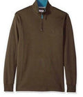Men's olive interlock quarter-zip long-sleeve pullover