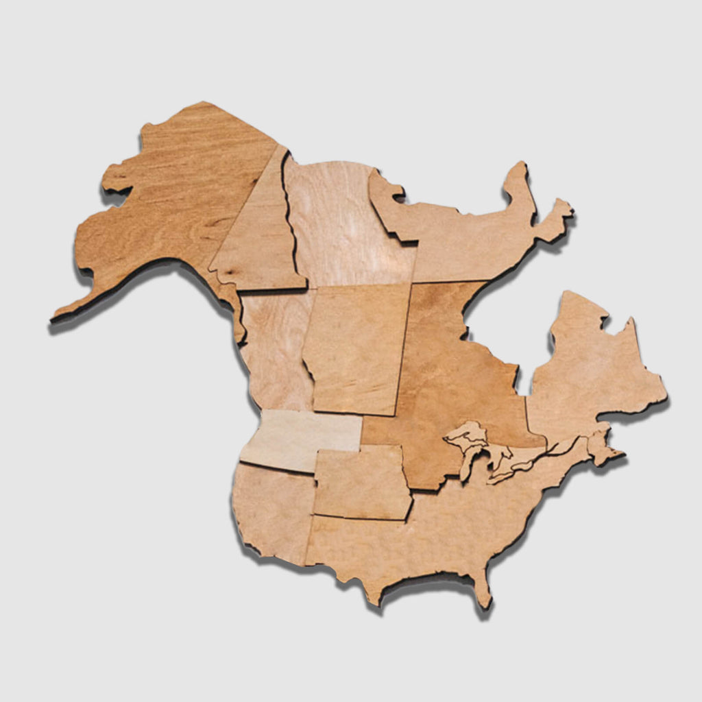 Unfinished wooden Australia wall cutout map with engraved boundary lines