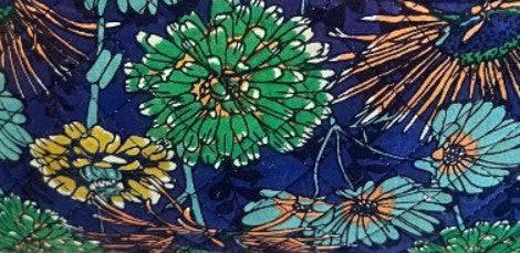 Patchwork boho crossbody bag fabric with blue floral medallion print