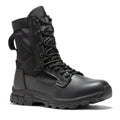 Black lace-up tactical boot with padded collar and rugged rubber outsole