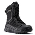 Men's 8-inch tactical boots, black leather-look upper, lace-up with rubber lug sole
