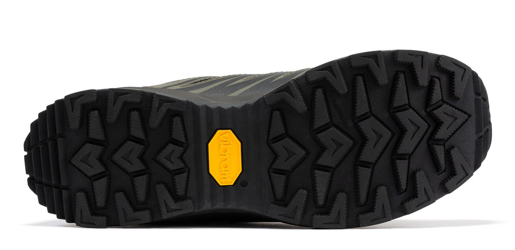 VIBRAM traction outsole, black lug tread for waterproof hiking boots