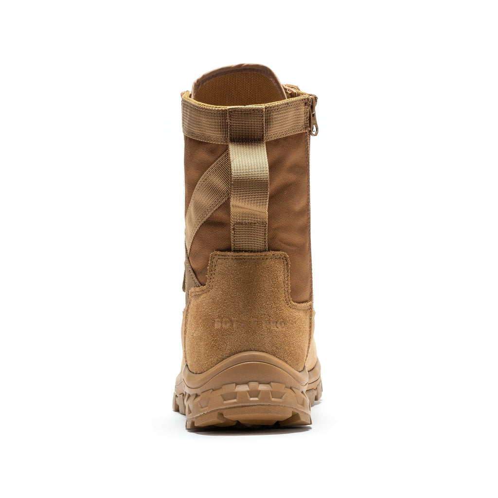 Men's sand boots, rear view with ankle pull tab and cushioned heel