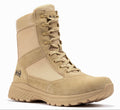 Men's 8-inch sand tactical boots with lace-up front and cushioned rubber sole