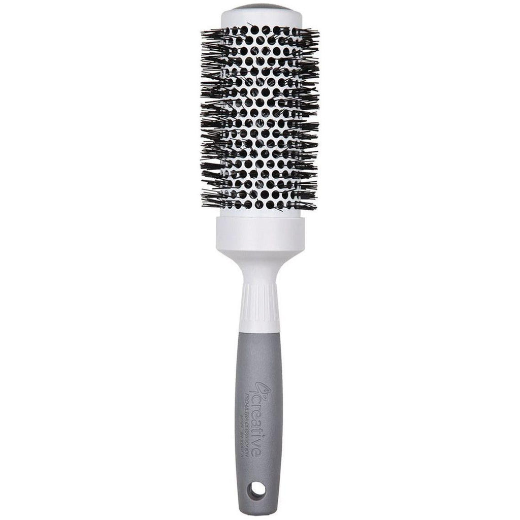 Pro Ultra ceramic thermal round hair brush, black bristle head with silver handle