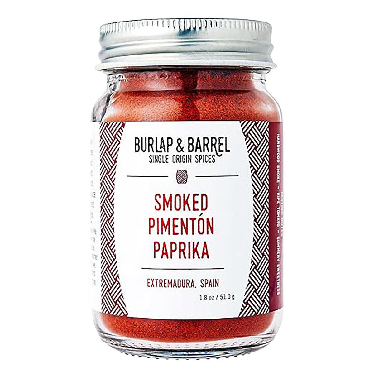 Burlap & Barrel smoked pimenton paprika in glass spice jar