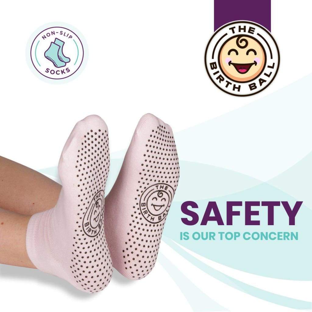 Non-slip pink socks with The Birth Ball logo accessory