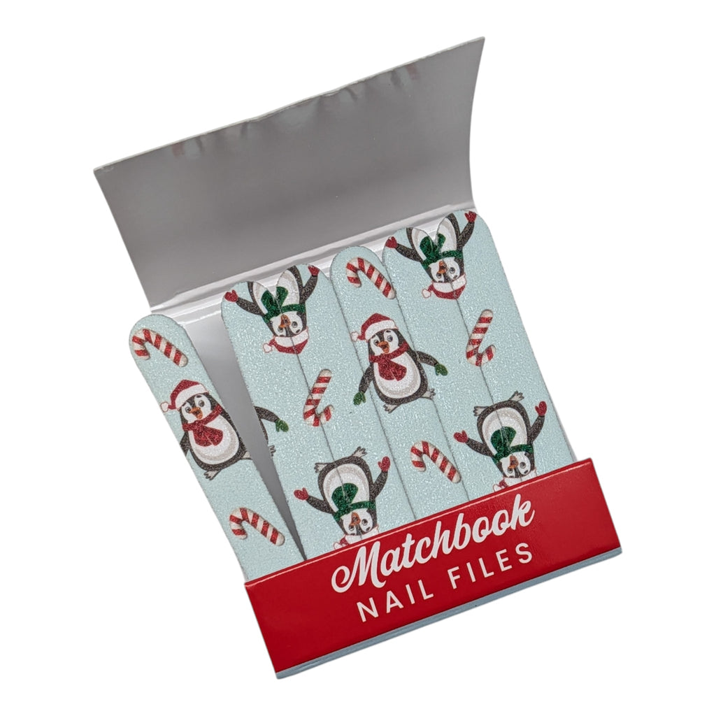 Matchbook nail files set, 6 mini files with holiday characters pattern