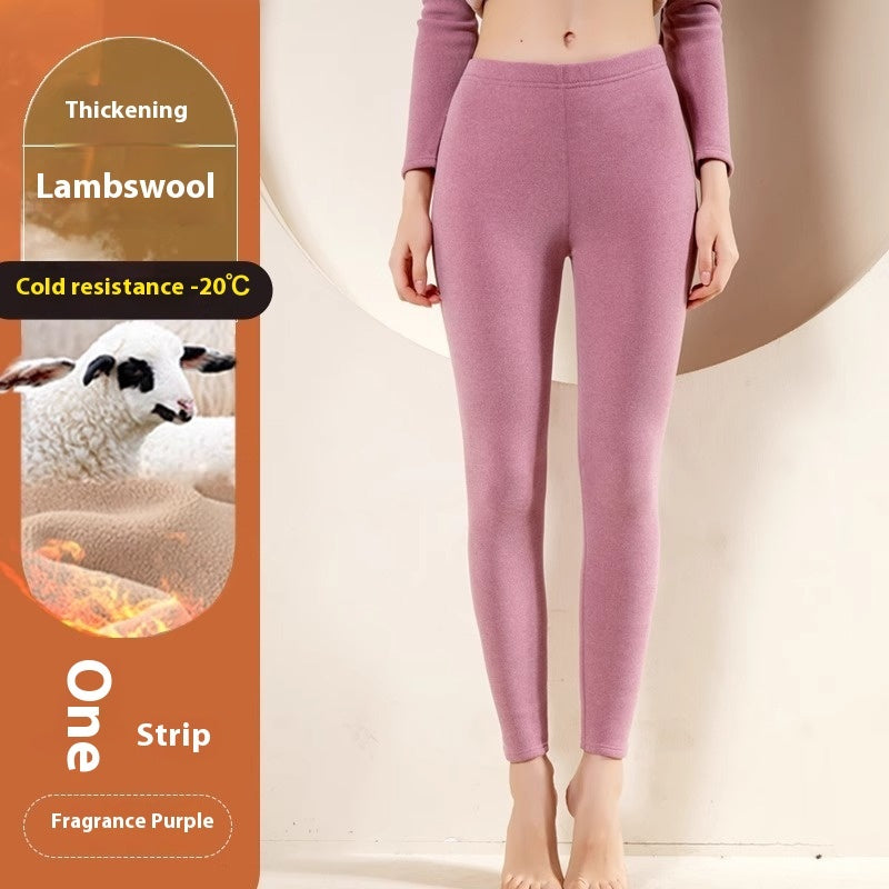 Women’s purple cashmere leggings, slim ankle length with elastic waistband