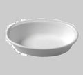 Oval casserole dish with shallow rim, silver-gray cast-aluminum finish
