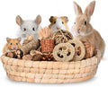 31-piece rabbit chew toy set with woven basket and assorted natural chew toys