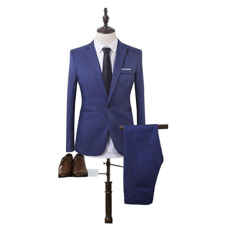 Men’s navy-blue blazer and matching shorts set, notch lapel, welt pockets