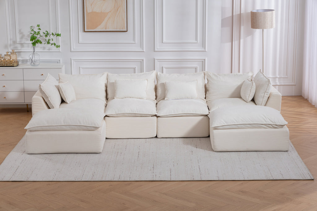 Cloud Couch oversized modular sectional sofa in antique white with corner chaise