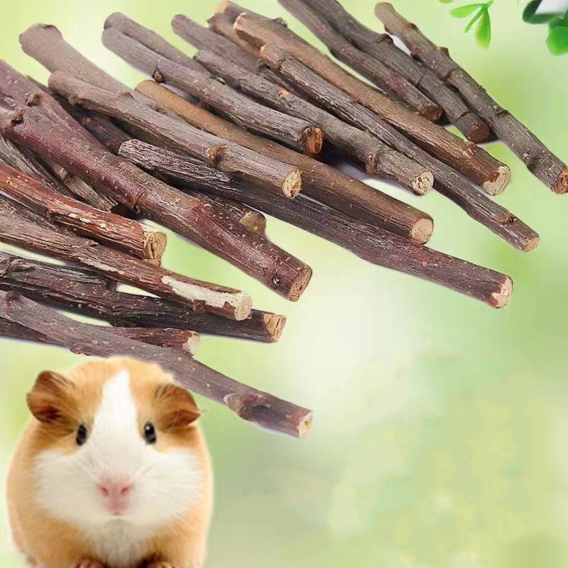 Dried branch pet treats, scattered dark brown sticks with pale wood ends