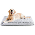 Gray rectangular plush dog bed with raised edges