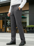 Men's classic-fit dress pants, dark gray, flat front with belt loops