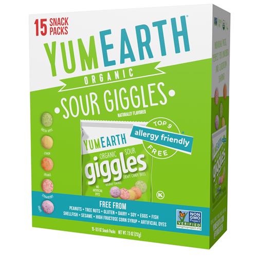 Yumearth Organic Sour Giggles candy box, 15 snack packs