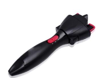 Black electric hair braider and twister tool with red control buttons