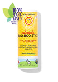 Calendula Boo-Boo Stick balm container, yellow label with green base and white cap