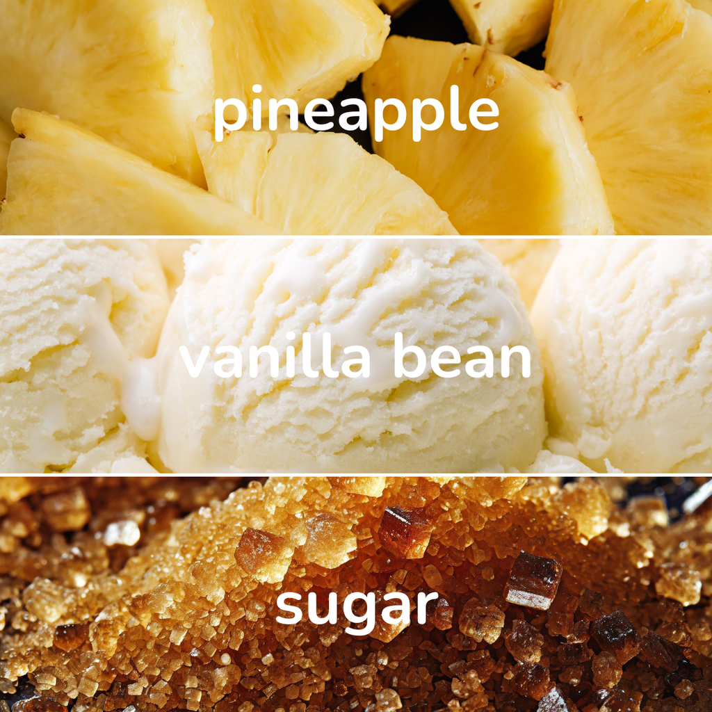Close-up of yellow pineapple wax swirl with creamy vanilla-bean wax.