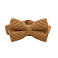 Caramel corduroy bowtie with center band and adjustable attachment loop