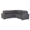 Dark gray sectional sofa with chaise extension and deep padded armrests