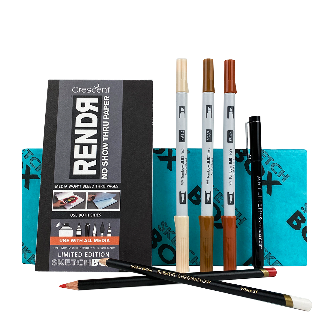 Illustration marker and pencil basic box with sketch markers and pencils, Crescent