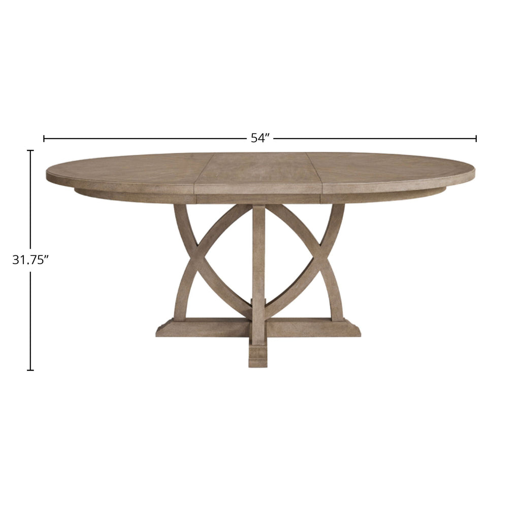 Sand round extendable dining table dimensions with pedestal base and X-style legs
