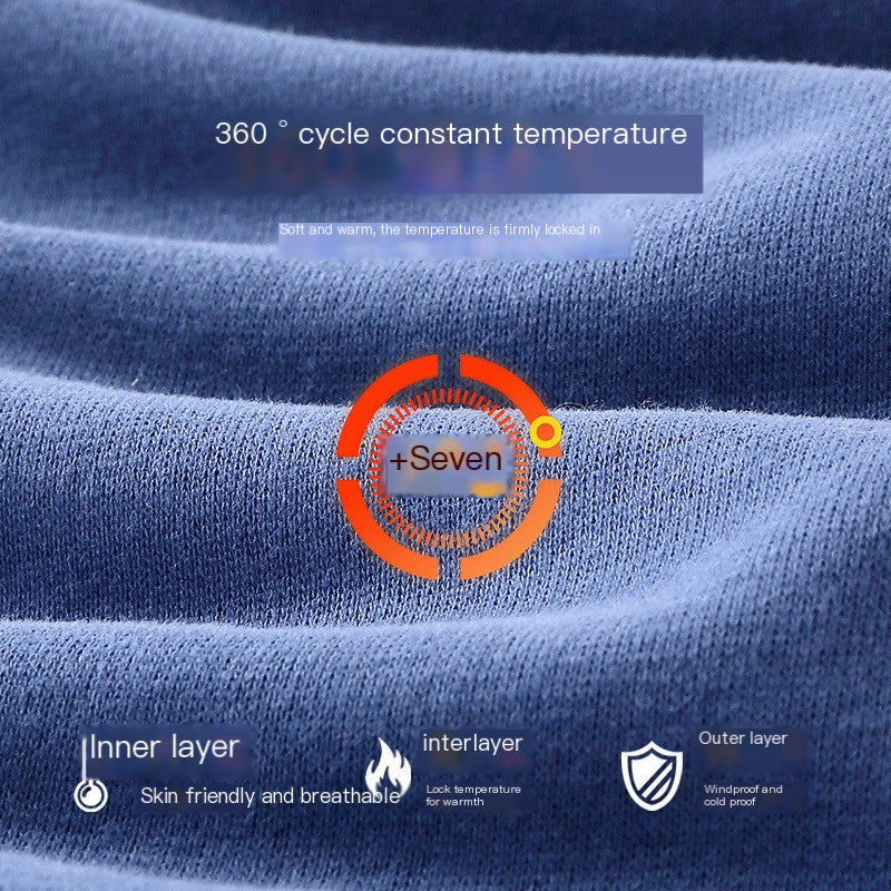 Blue cotton jacket fabric close-up with ribbed trim and layered insulation look.
