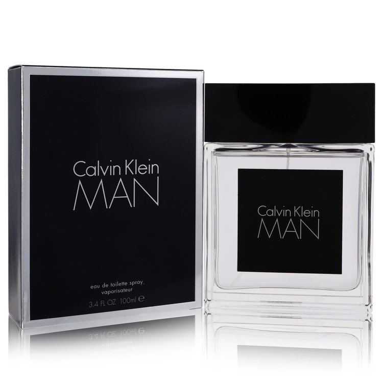 Calvin Klein MAN eau de toilette spray bottle with black glass and presentation box