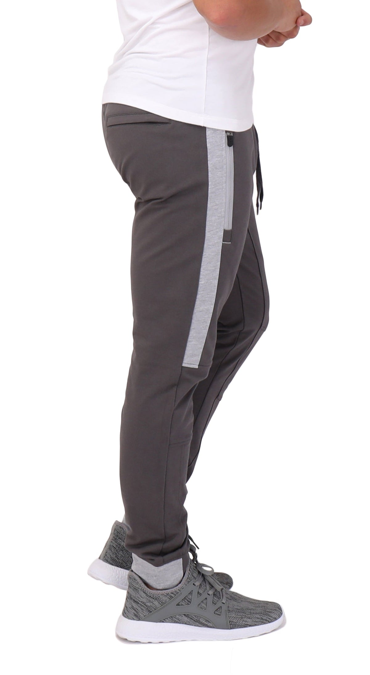 Tall fit jogger pants with vertical side stripe panel and drawstring hem detail