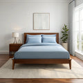 Light blue sheet set with fitted sheet and matching pillowcases