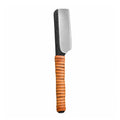 Kamisori knife with stainless blade and ribbed wood handle