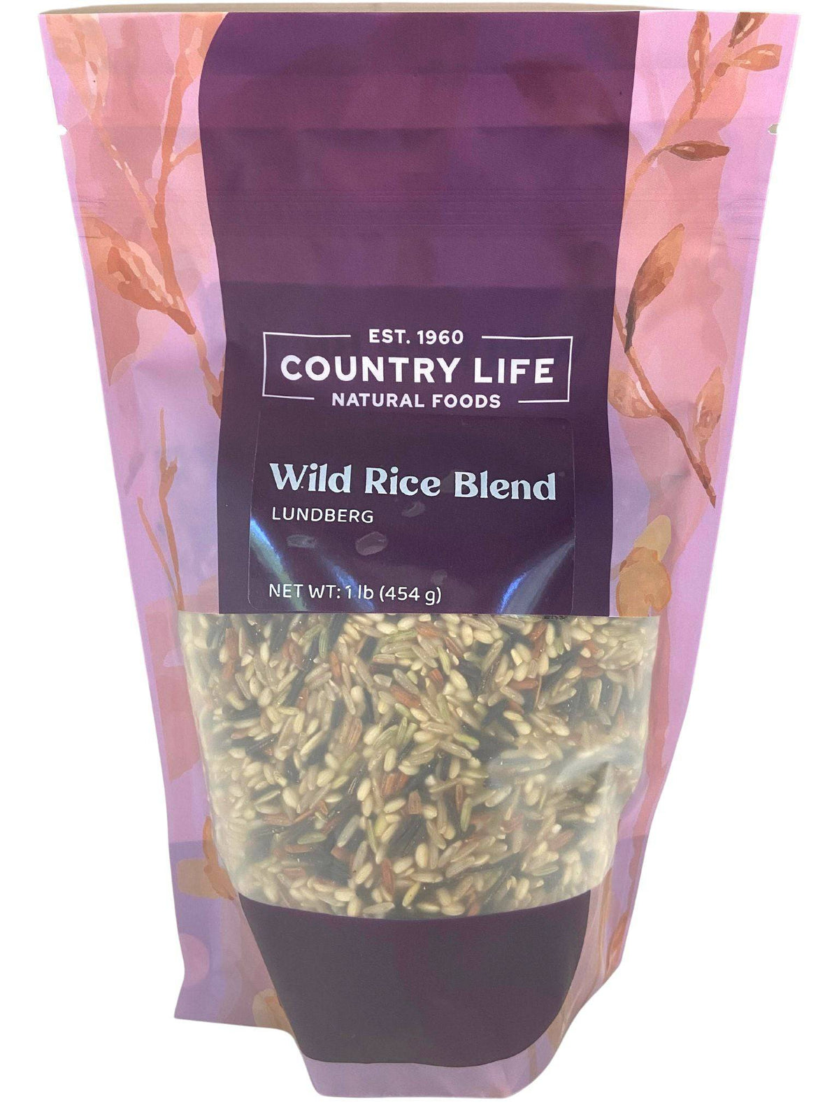 Wild Rice Blend by Lundberg, standing pouch with Country Life branding